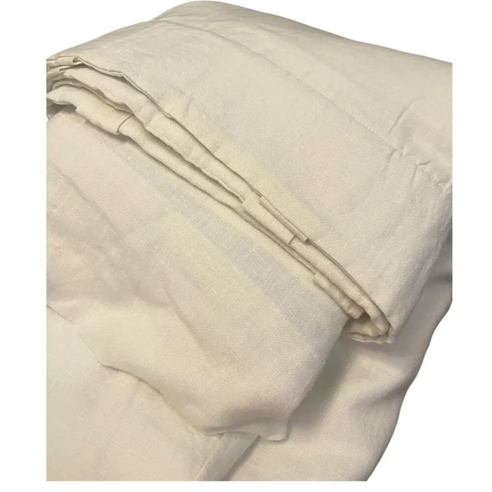 Pottery Barn Belgian Flax Linen Blackout Curtain | Classic Ivory 100 x 96" - Picture 6 of 8